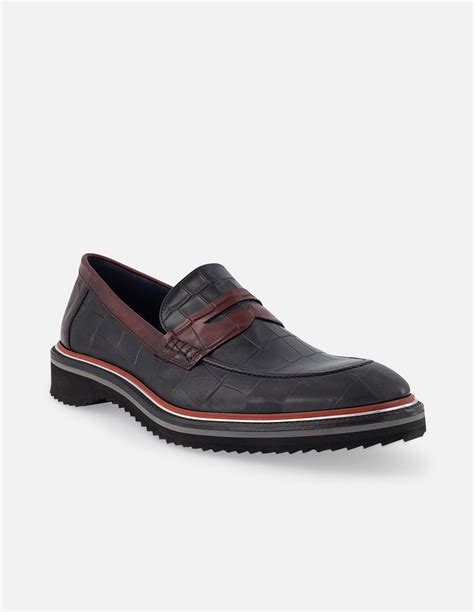 Mocasín Vino Piel Hombre Slip On 